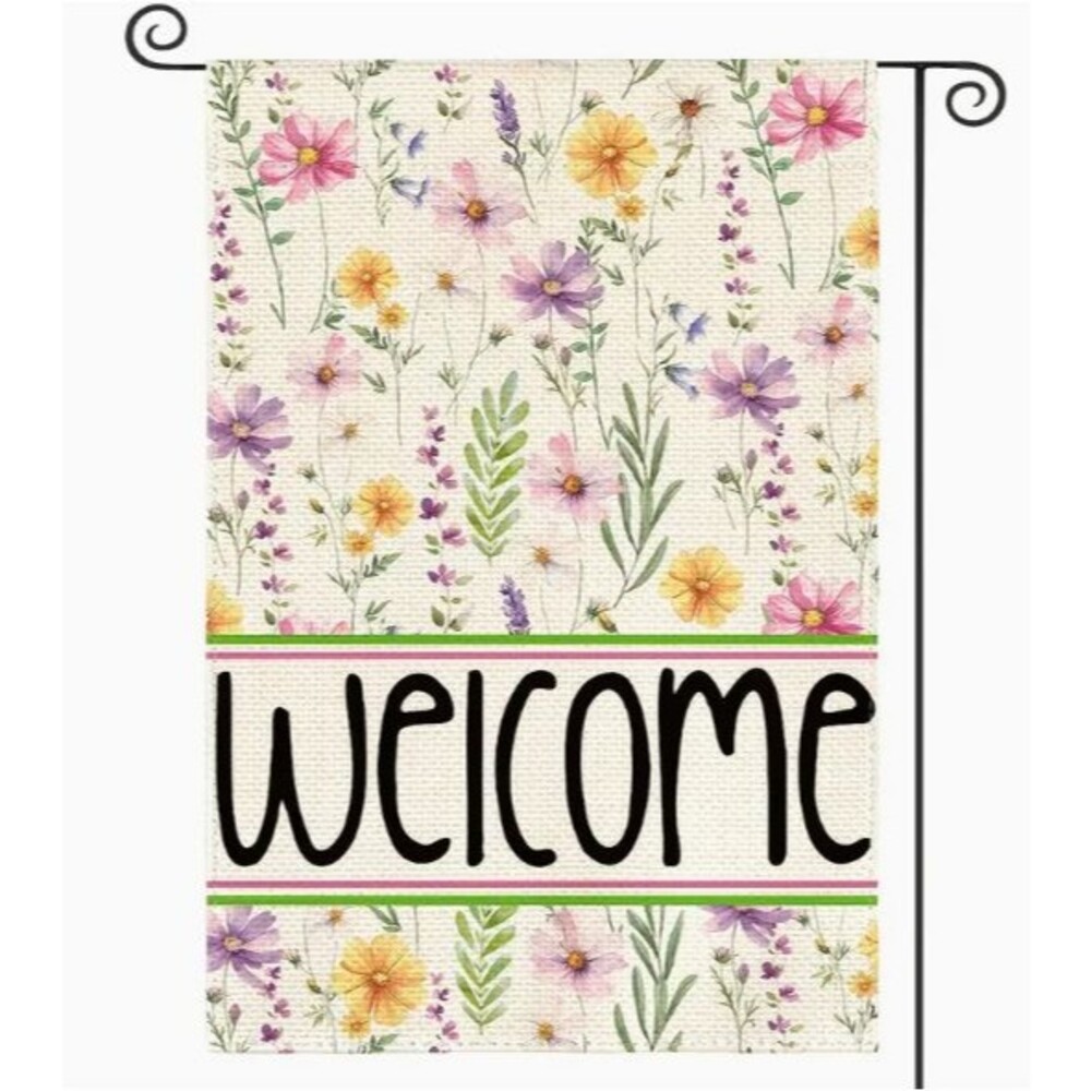 Garden Flag 12x18in Double-sided Burlap Welcome Floral